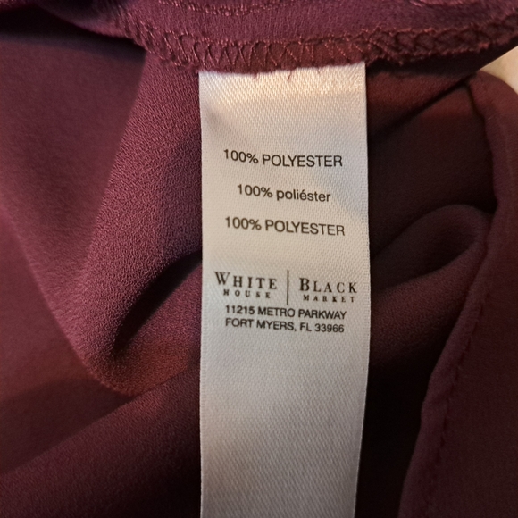 WHBM Women Top #570248767 Button Down Size 8 Poplin Long Sleeve Maroon Pockets - Picture 4 of 14